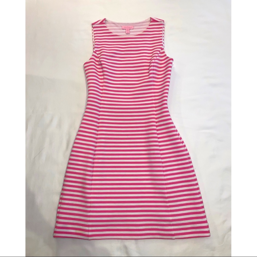 Lilly Pulitzer pink and white striped knit shift